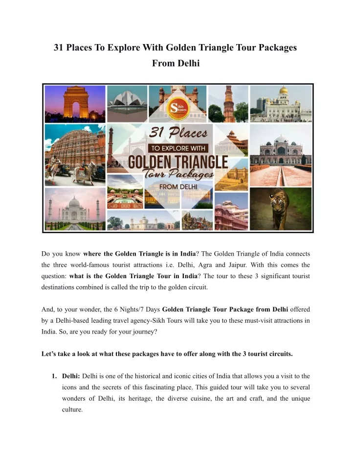 31 places to explore with golden triangle tour