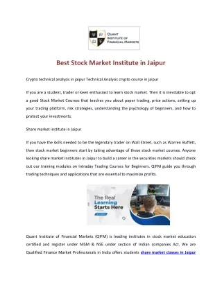 Best Stock Market Technical Analysis Courses In Jaipur | Qifm