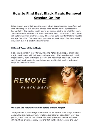 How to Find Best Black Magic Removal Session Online