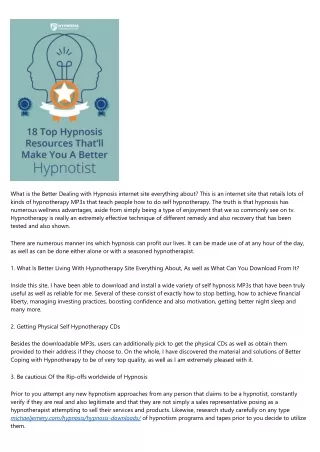 what is the better dealing with hypnosis internet
