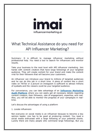 What Technical Assistance do You Need For API Influencer Marketing