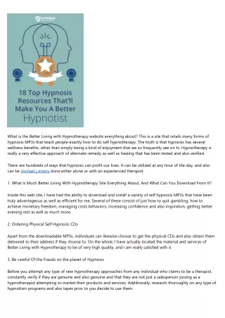 what is the better living with hypnotherapy