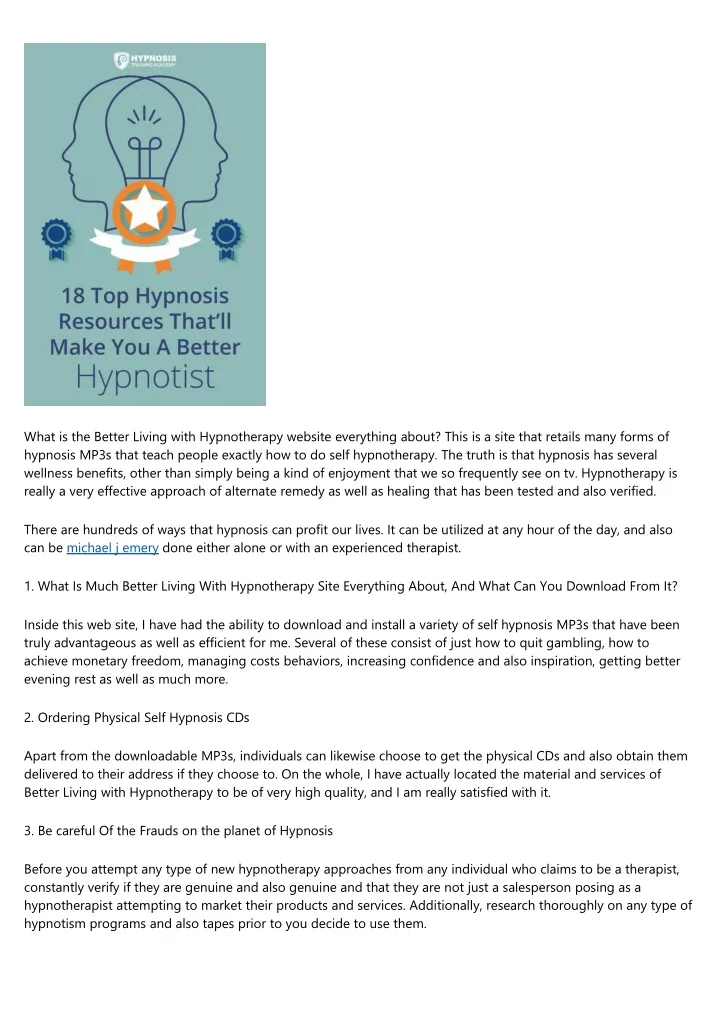 what is the better living with hypnotherapy