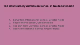 Top Best Nursery Admission School in Noida Extension
