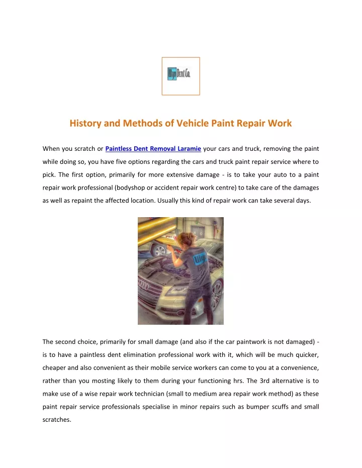 history and methods of vehicle paint repair work