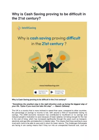 Why is Cash Saving proving to be difficult in the 21st century