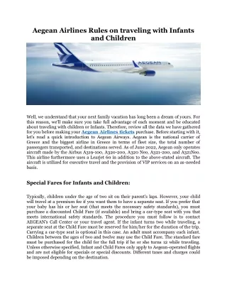 aegean airlines rules on traveling with infants