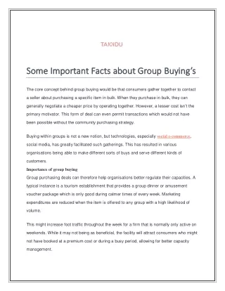 Some Important Facts about Group Buying