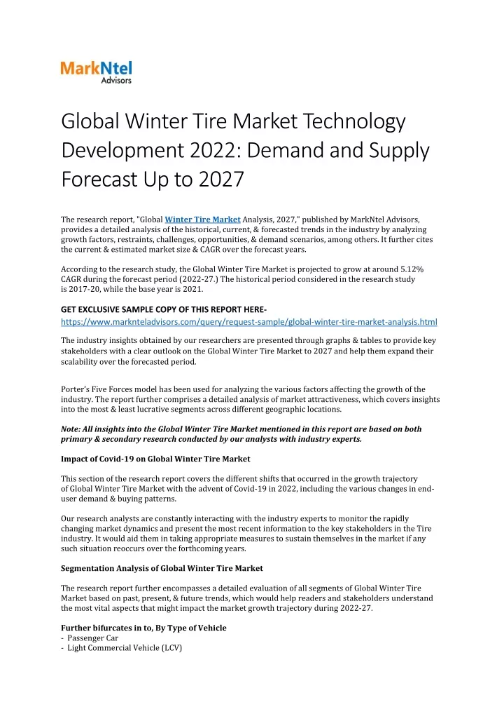 global winter tire market technology development