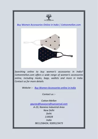 Buy Women Accessories Online in India  Cottonmellon.com