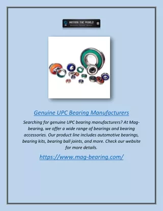 Genuine Upc Bearing Manufacturers | Mag-bearing.com