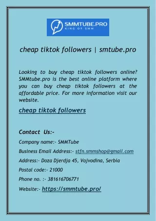 cheap tiktok followers | smmtube.pro