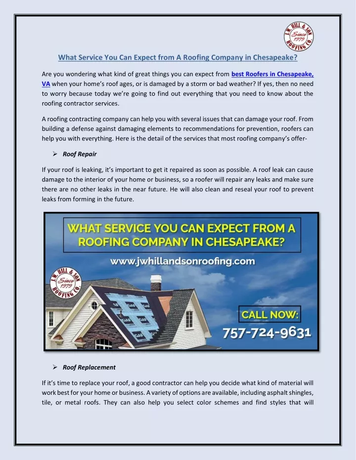 what service you can expect from a roofing
