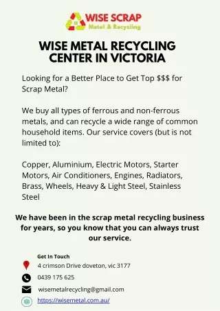 Wise Metal Recycling Center in Victoria
