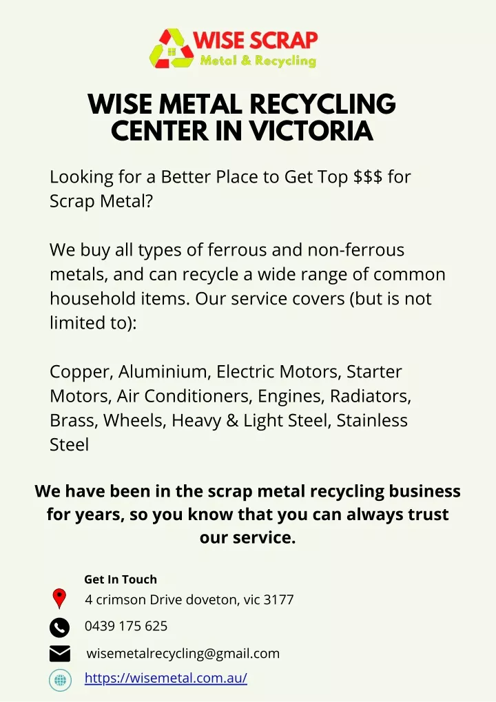 wise metal recycling center in victoria