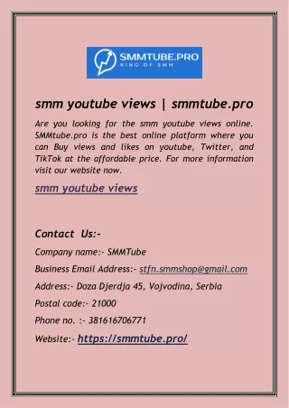smm youtube views smmtube pro