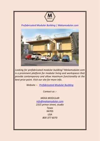 Prefabricated Modular Building Mekamodular.com