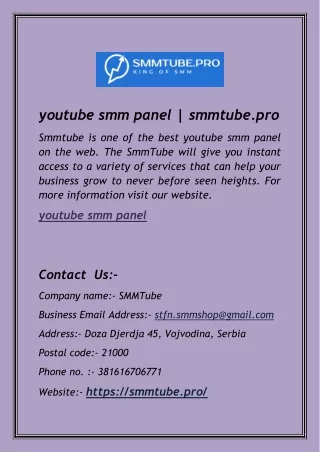 youtube smm panel | smmtube.pro