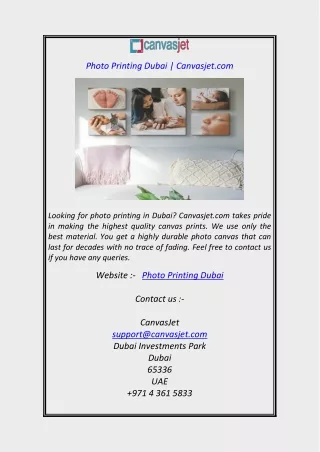 Photo Printing Dubai  Canvasjet.com