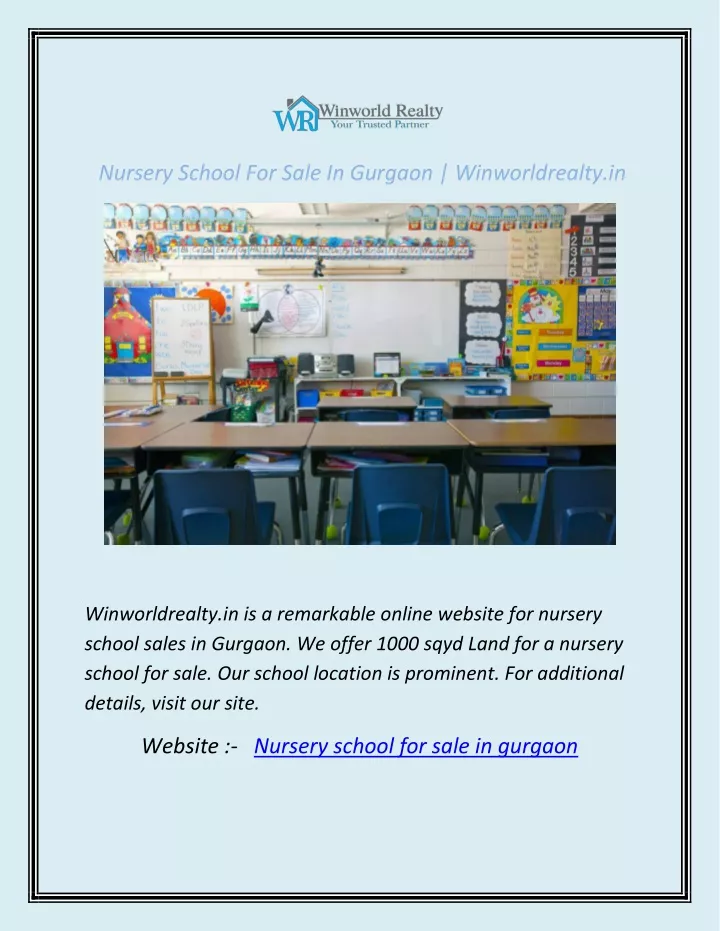 nursery school for sale in gurgaon winworldrealty
