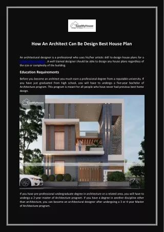 how an architect can be design best house plan
