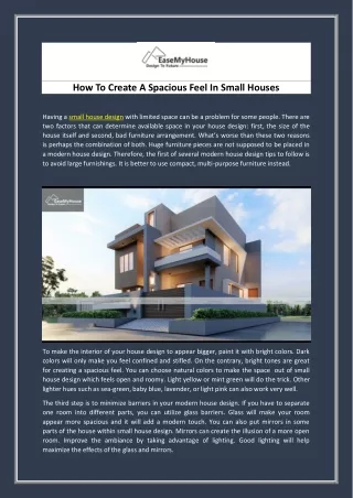 how to create a spacious feel in small houses
