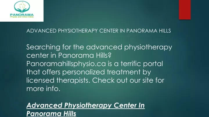 advanced physiotherapy center in panorama hills