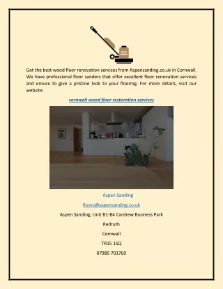 Cornwall Wood Floor Restoration Services  Aspensanding.co.uk