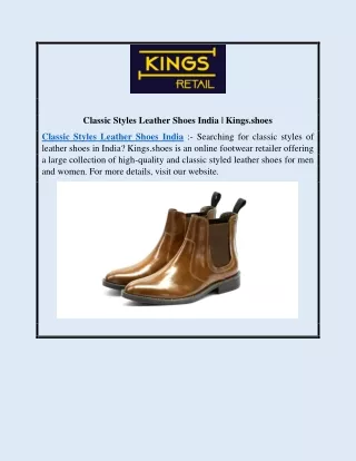 Classic Styles Leather Shoes India | Kings.shoes