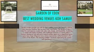 AVAIL BEST WEDDING VENUES KOH SAMUI!