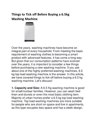 Things to Tick off Before Buying 6.5 kg washing machine