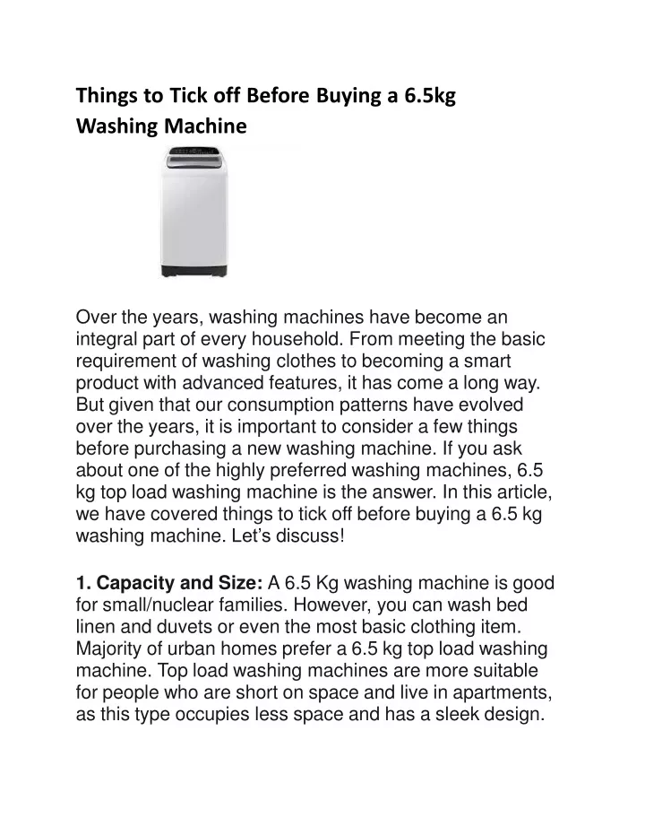 things to tick off before buying a 6 5kg washing