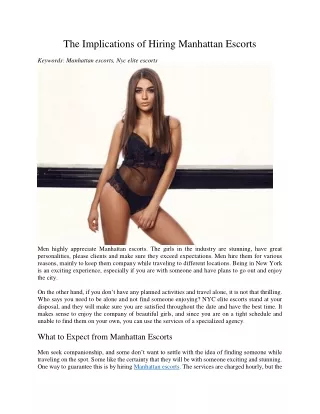 the implications of hiring manhattan escorts