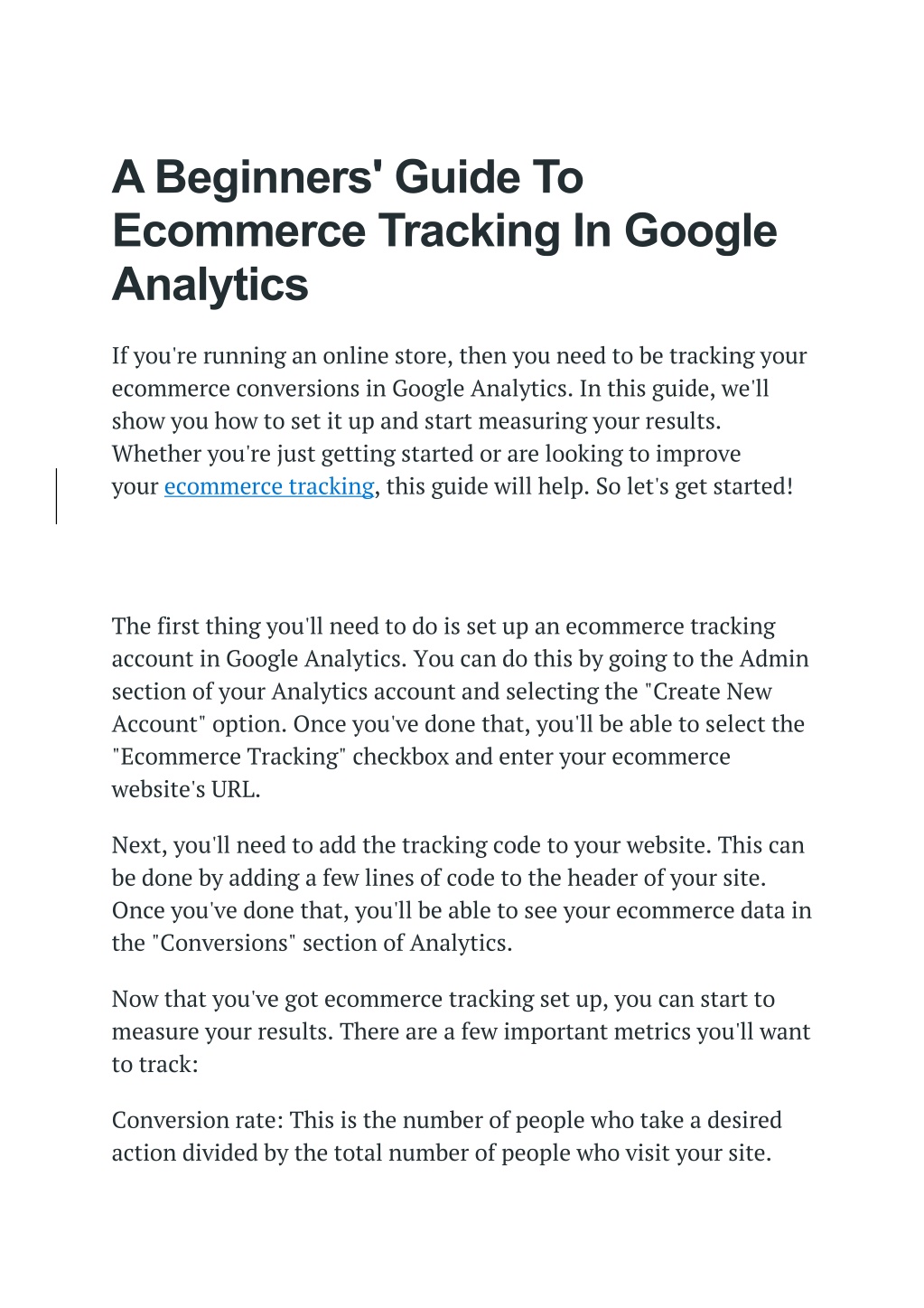 PPT - A Beginners' Guide To Ecommerce Tracking In Google Analytics ...
