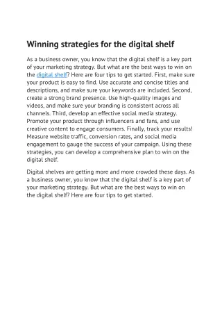 winning strategies for the digital shelf