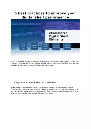 5 best practices to improve your digital shelf