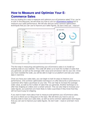 how to measure and optimize your e commerce sales