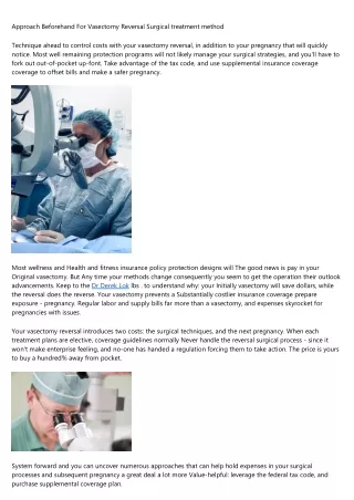 approach beforehand for vasectomy reversal