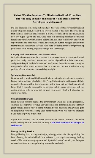 3 Most Effective Solutions To Eliminate Bad Luck From Your Life And Why Should You Look For A Bad Luck Removal Astrologe