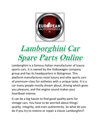 Lamborghini Car Spare Parts Online