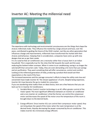 inverter ac meeting the millennial need