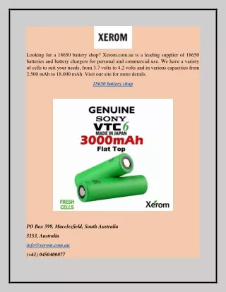 18650 Battery Shop | Xerom.com.au