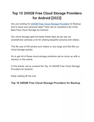 Top 10 200GB Free Cloud Storage Providers for Android [2022]