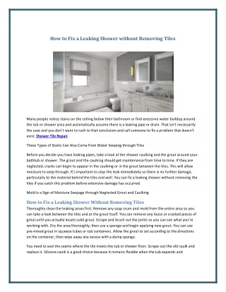how to fix a leaking shower without removing tiles