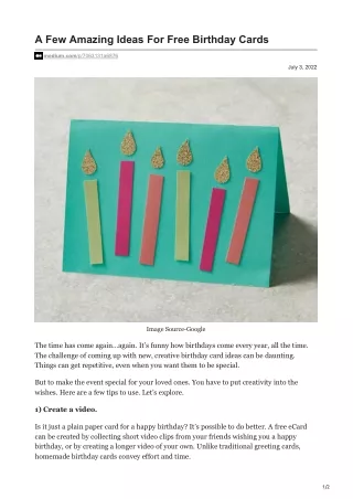 A Few Amazing Ideas For Free Birthday Cards