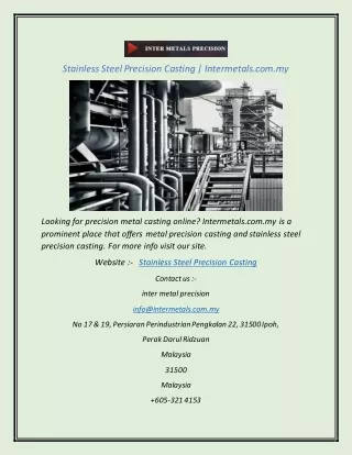 stainless steel precision casting intermetals