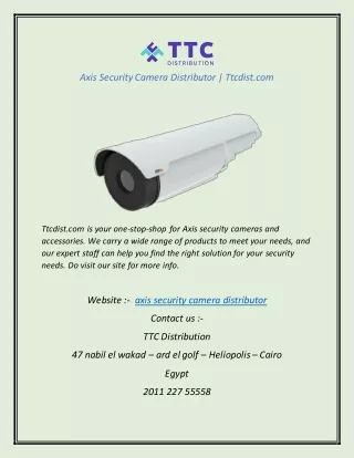 axis security camera distributor ttcdist com