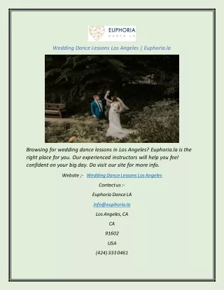 Wedding Dance Lessons Los Angeles