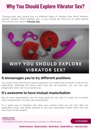 Why You Should Explore Vibrator Sex