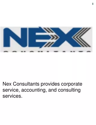 Nex Consultants provides corporate service, accounting, and consulting services.
